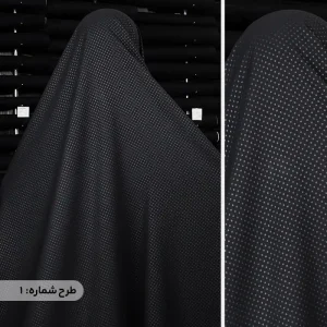 چادر مشکی طرحدار پرسی گل چرمی