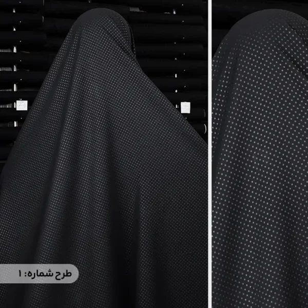 چادر مشکی طرحدار پرسی گل چرمی
