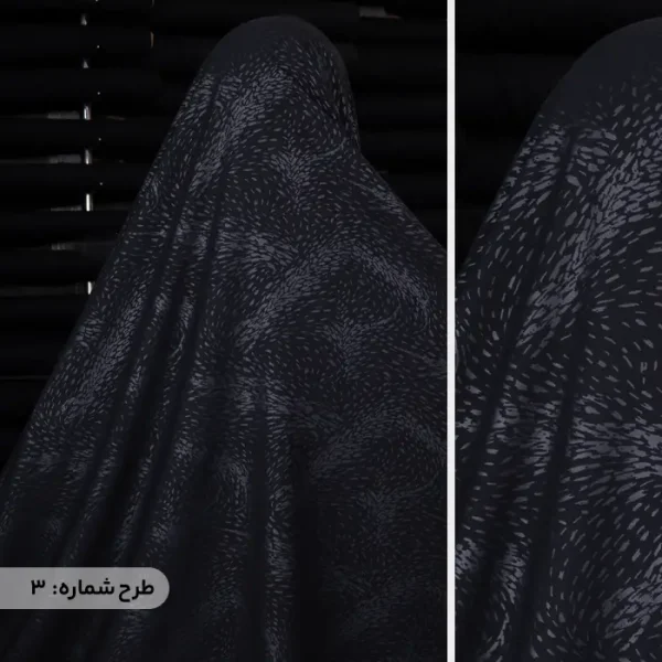 چادر مشکی طرحدار پرسی گل چرمی