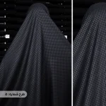 چادر مشکی طرحدار پرسی گل چرمی