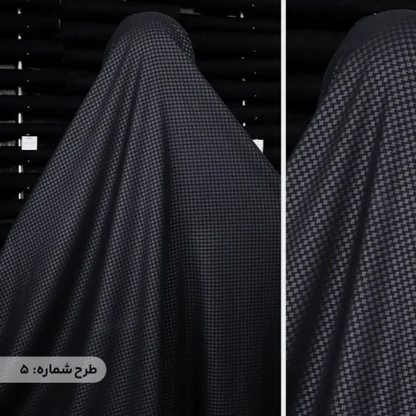 چادر مشکی طرحدار پرسی گل چرمی