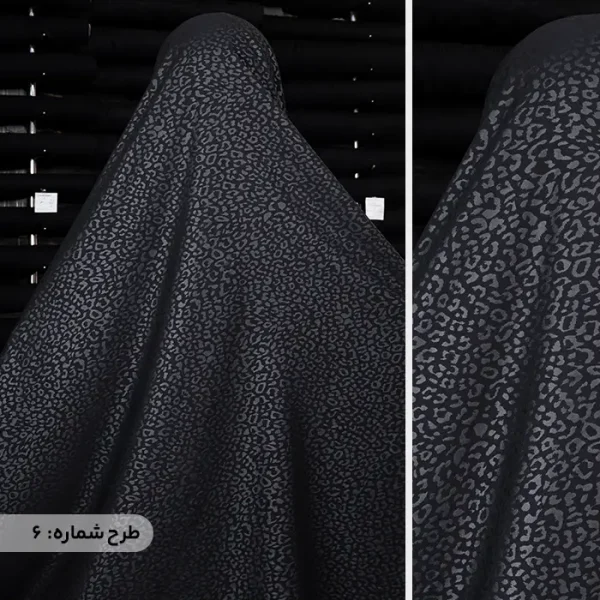 چادر مشکی طرحدار پرسی گل چرمی