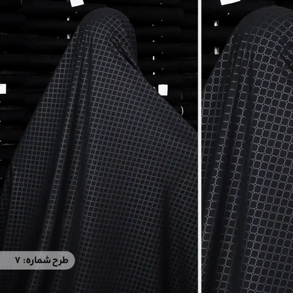 چادر مشکی طرحدار پرسی گل چرمی