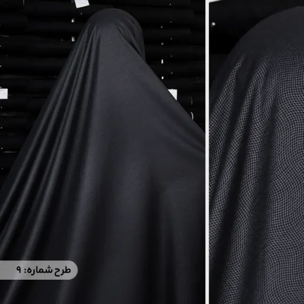 چادر مشکی طرحدار پرسی گل چرمی