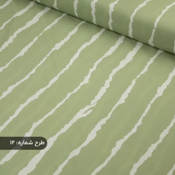 پارچه پری راه راه سبز پاستیلی