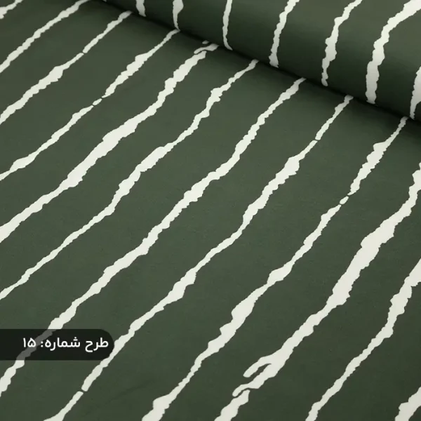 پارچه پری راه راه سبز لجنی