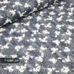 پارچه لی طرحدار طرح گل آبی نفتی