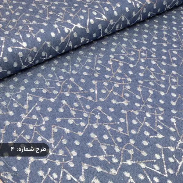 پارچه لی طرحدار آبی